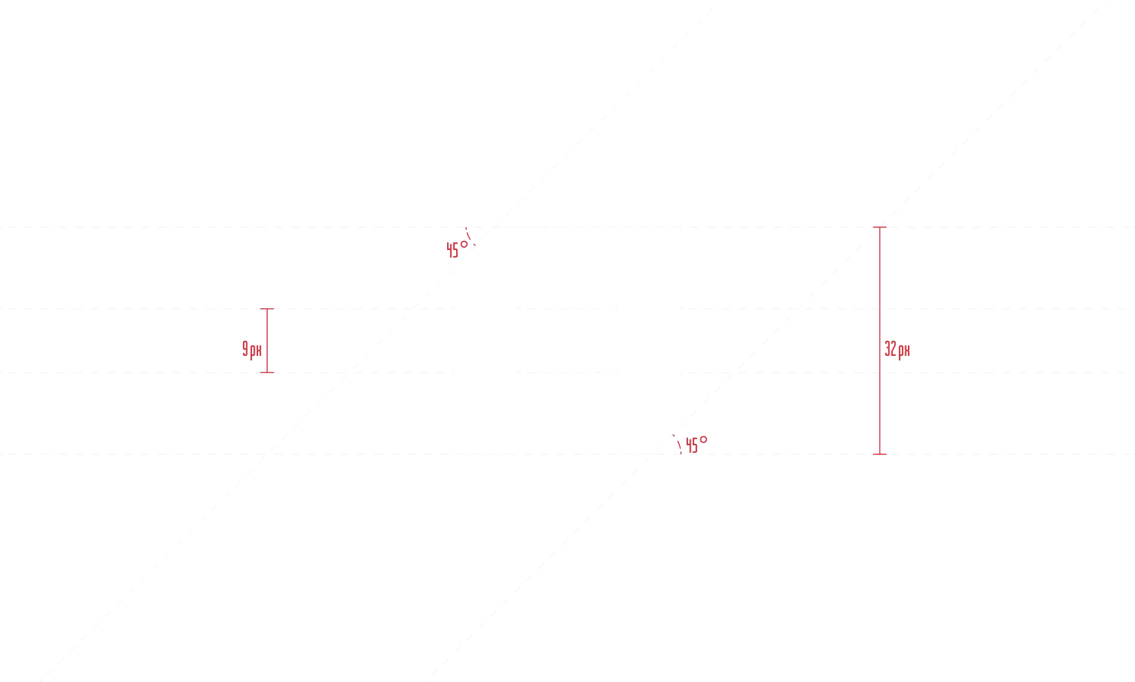 Traits de construction du A de la Typographie ARESQ Font
