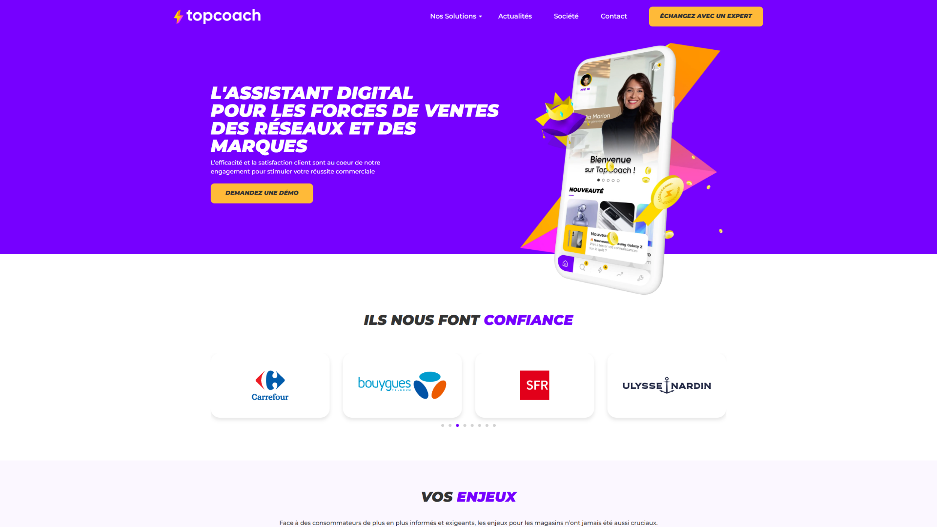 Page 1 de la présentation de TopCoach